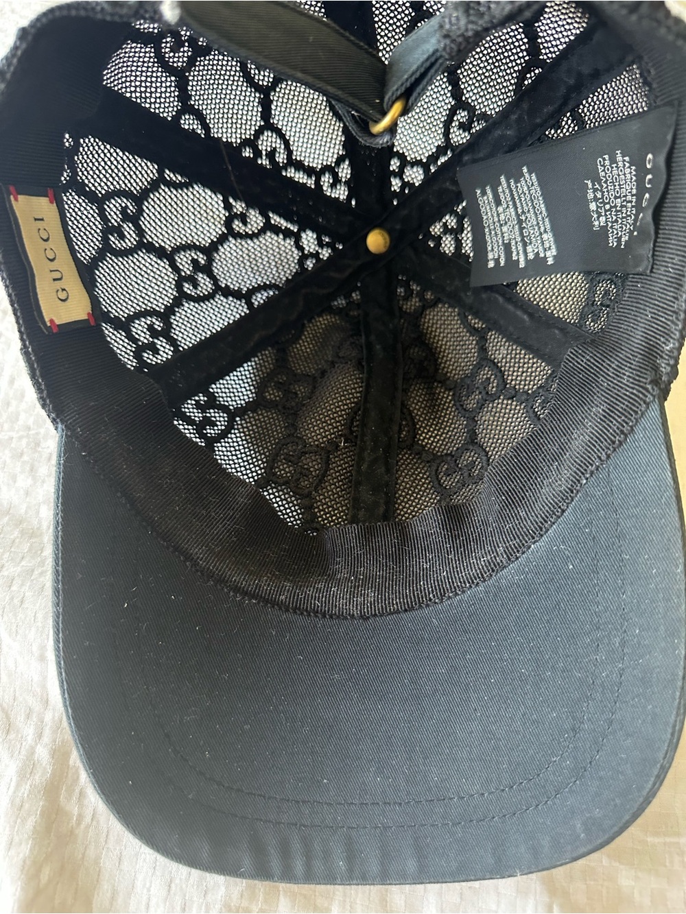 Gucci Black Lace Monogram Baseball Cap - Picture 3 of 6